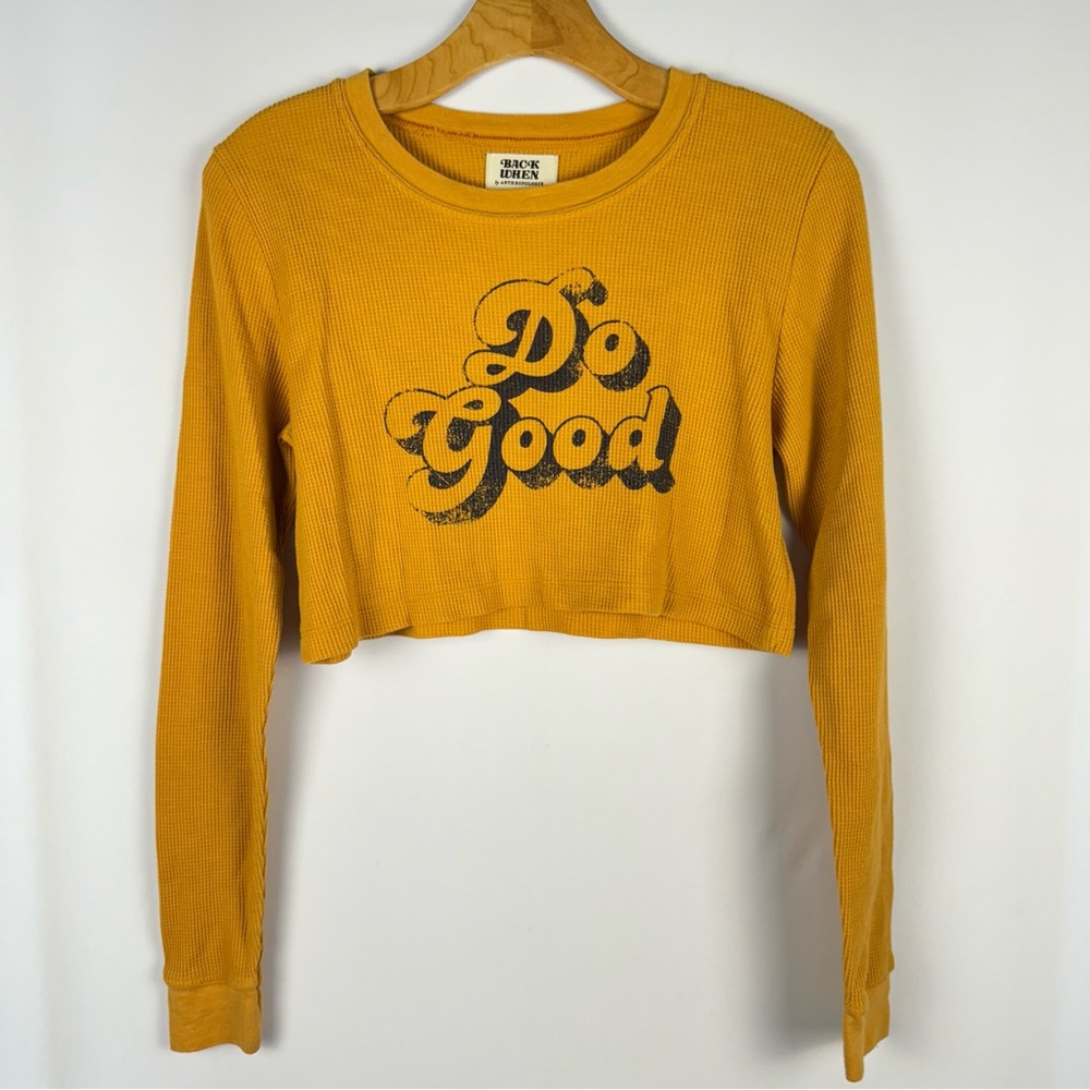 Back When by Anthropologie Do Good Waffle Crop Long Sleeve